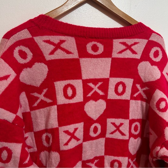Serra Red and Pink Heart XO V-Neck Cardigan - Picture 6 of 6